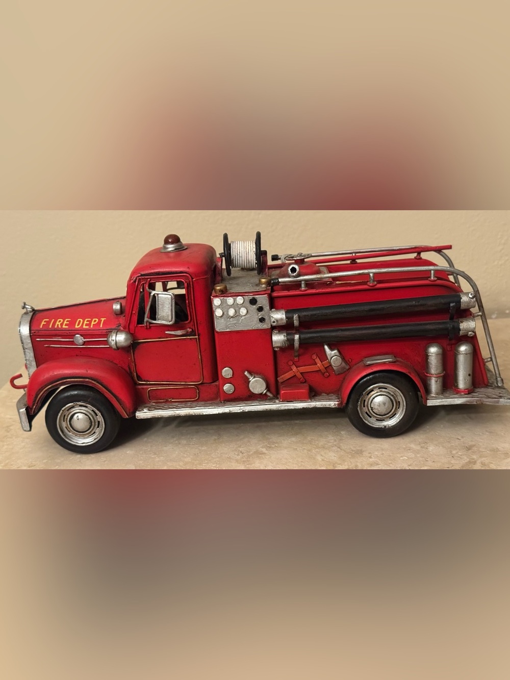 So Prairie Fire Truck Model Red Metal For Decorative Purpose Only